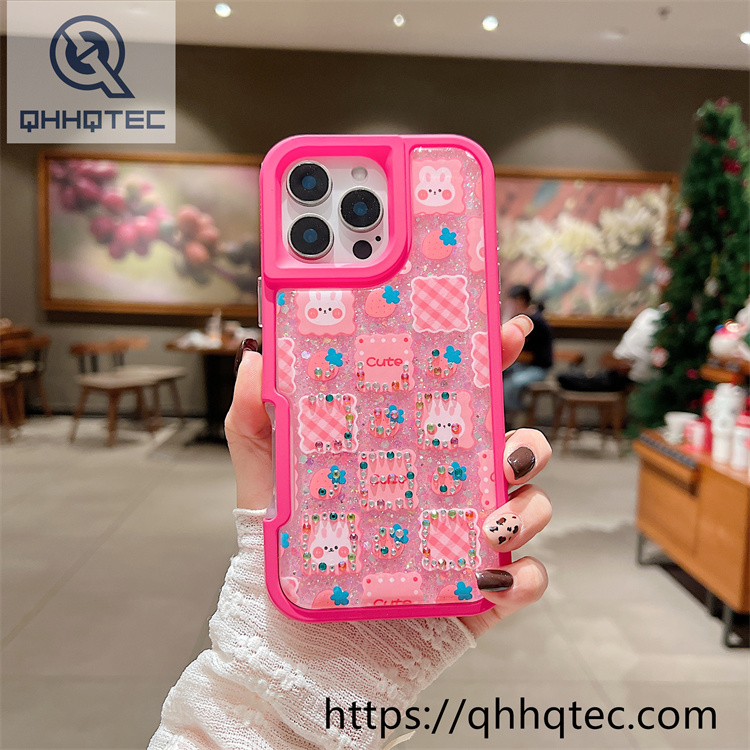 colorful painted diamond cute pattern two in one mobile phone case