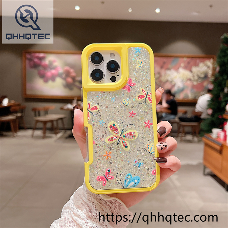colorful painted diamond cute pattern two in one mobile phone case