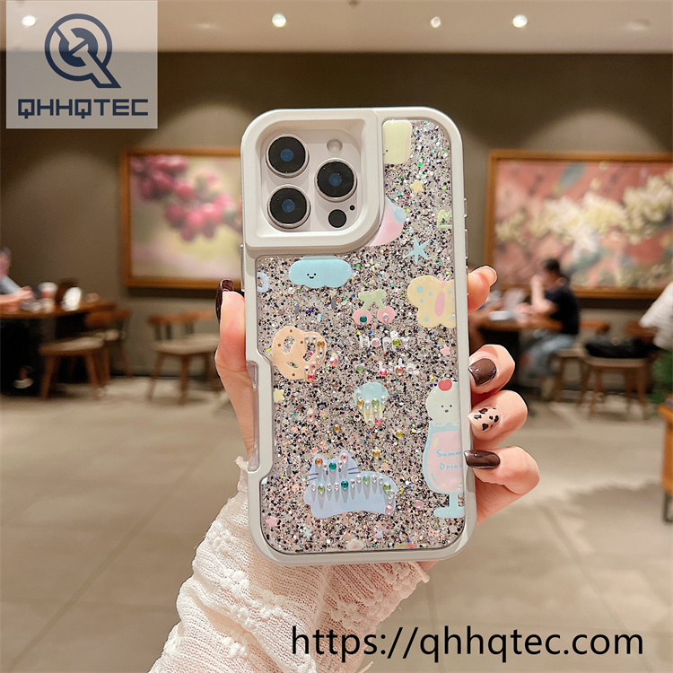 colorful painted diamond cute pattern two in one mobile phone case