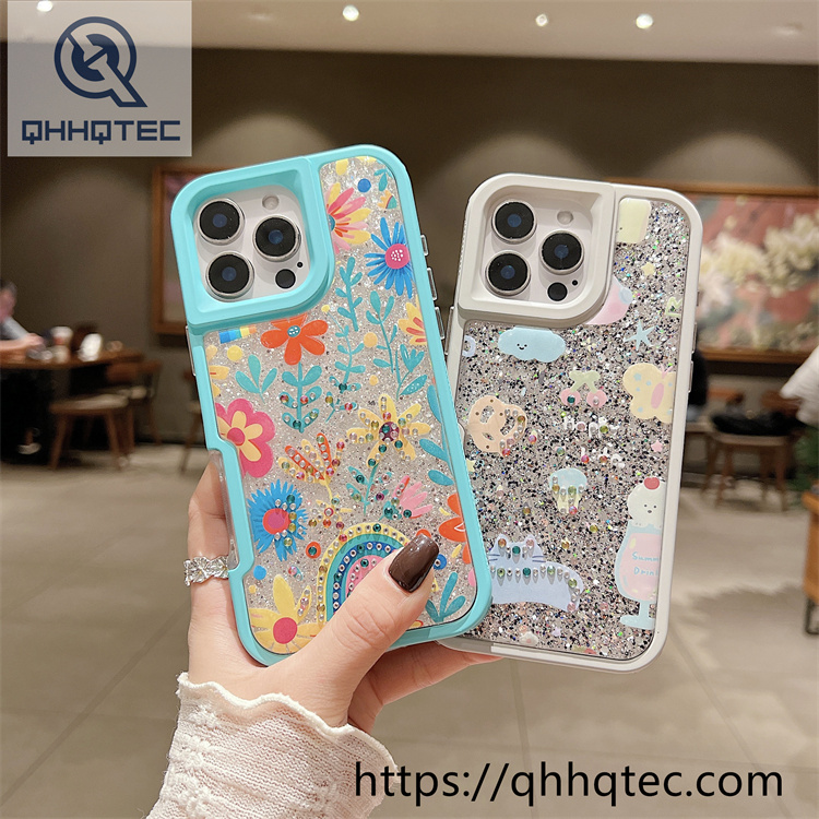 colorful painted diamond cute pattern two in one mobile phone case
