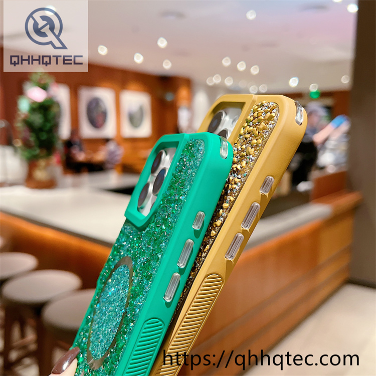 solid color diamonds 2 in 1 magsafe case