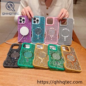 solid color diamonds 2 in 1 magsafe case