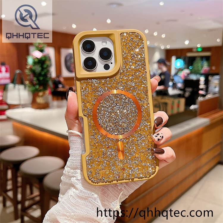 solid color diamonds 2 in 1 magsafe case