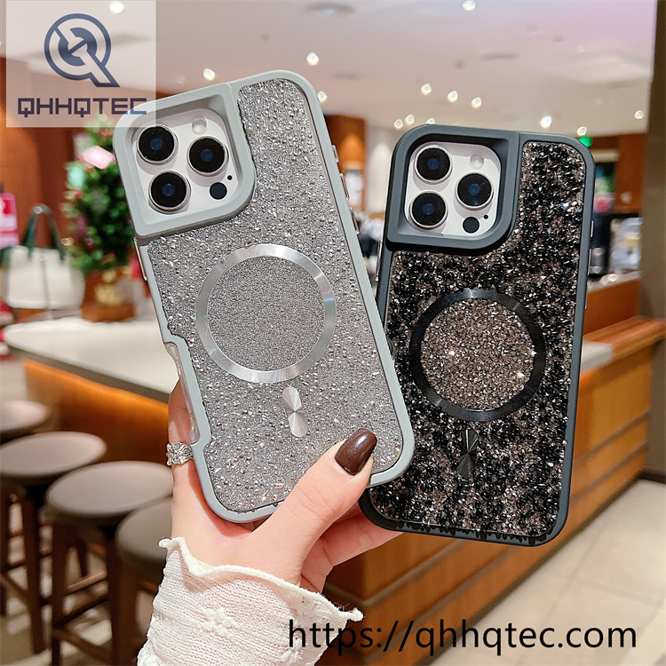 solid color diamonds 2 in 1 magsafe case