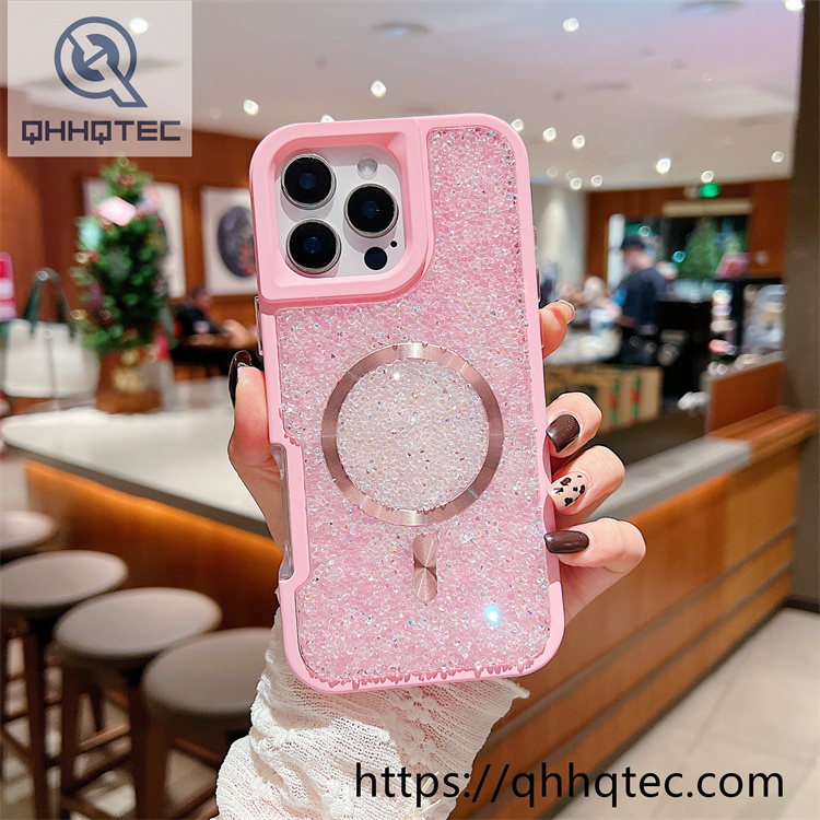 solid color diamonds 2 in 1 magsafe case