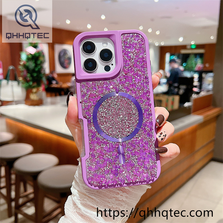 solid color diamonds 2 in 1 magsafe case