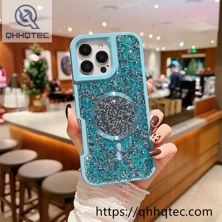 solid color diamonds 2 in 1 magsafe case