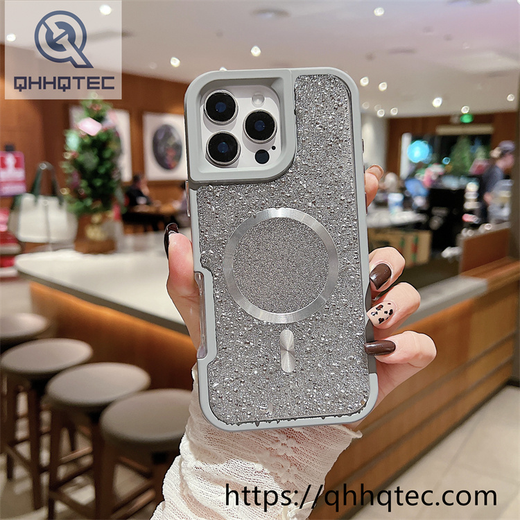 solid color diamonds 2 in 1 magsafe case