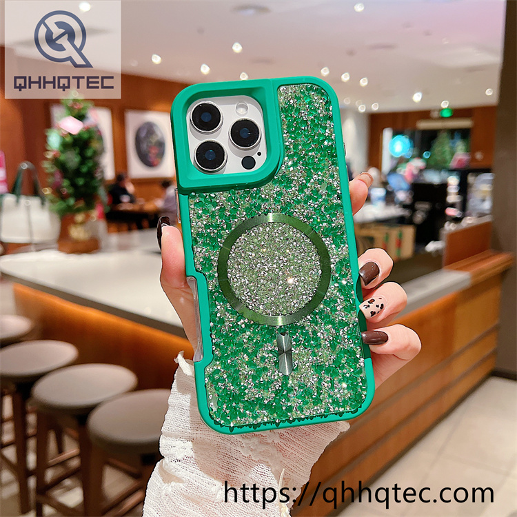 solid color diamonds 2 in 1 magsafe case