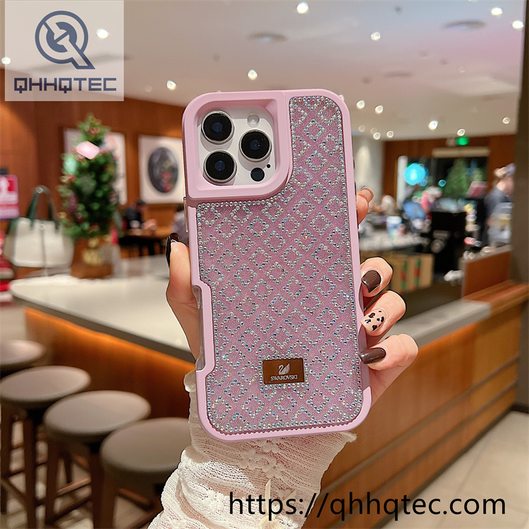 plaid diamonds 2 in 1 glitter case