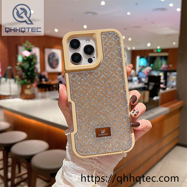 plaid diamonds 2 in 1 glitter case