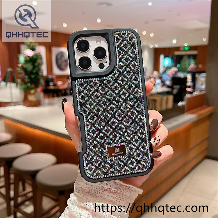 plaid diamonds 2 in 1 glitter case