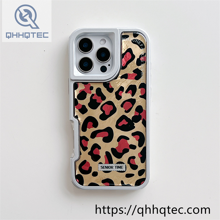 solid color frame 2 in 1 leopard case