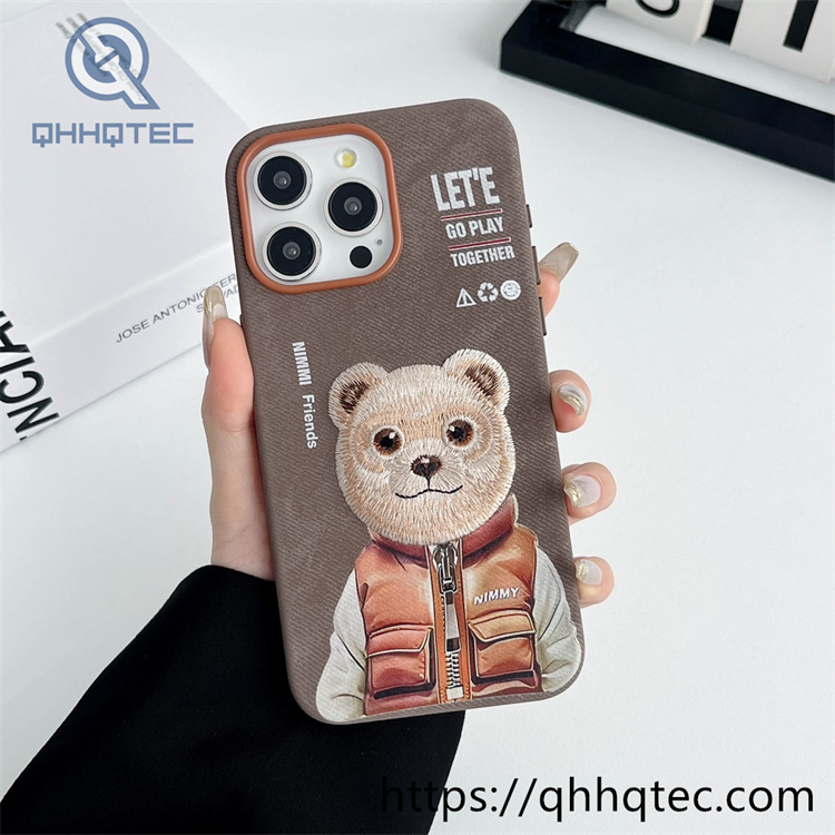 animal embroidery magnetic phone case