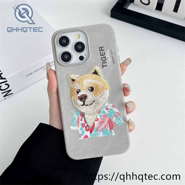 patch leather blocking color magsafe case (复制)