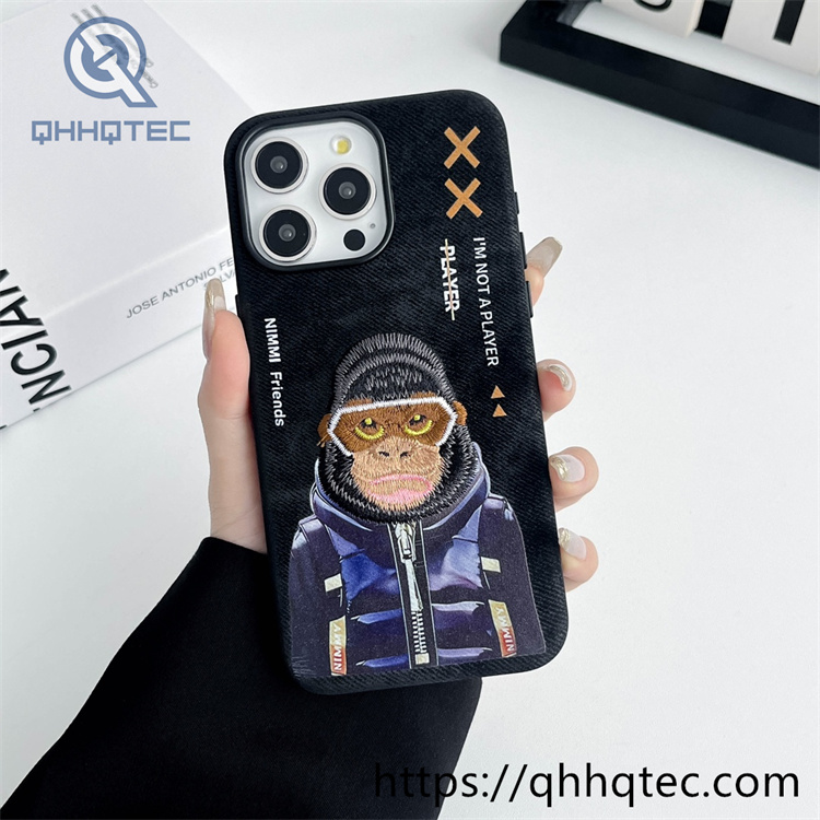 patch leather blocking color magsafe case (复制)