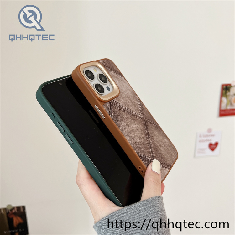 colorful checkered denim texture phone case