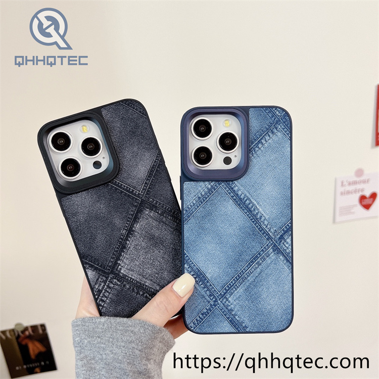 colorful checkered denim texture phone case