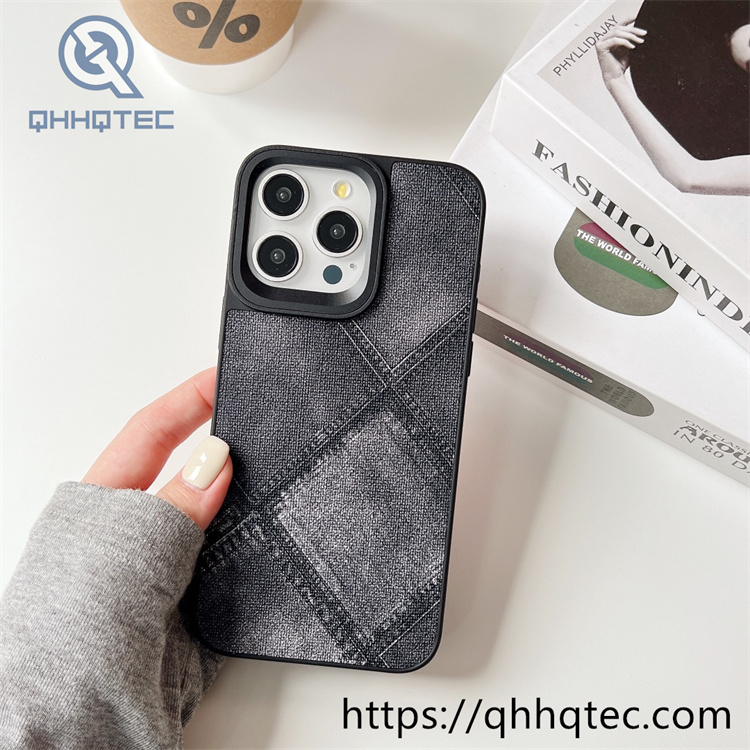 colorful checkered denim texture phone case