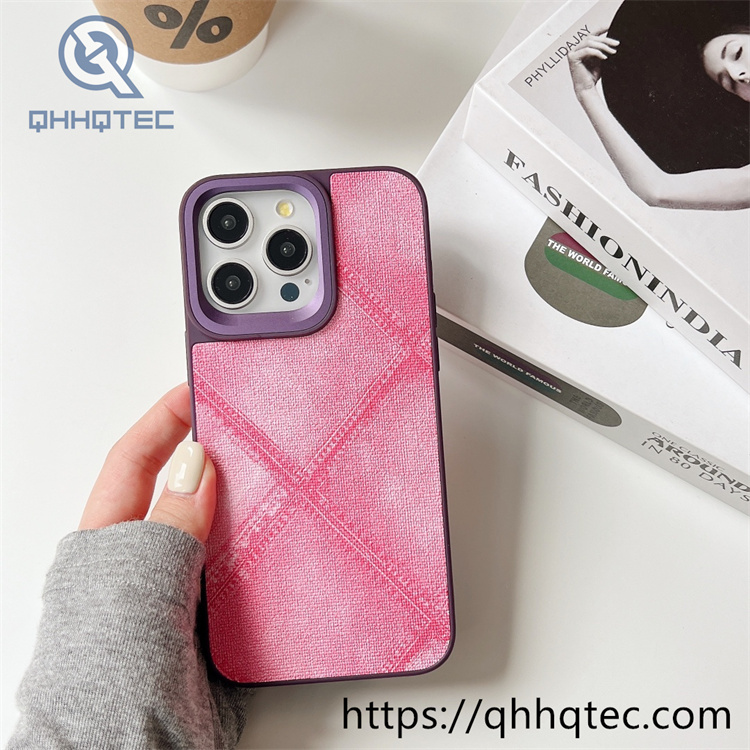 colorful checkered denim texture phone case