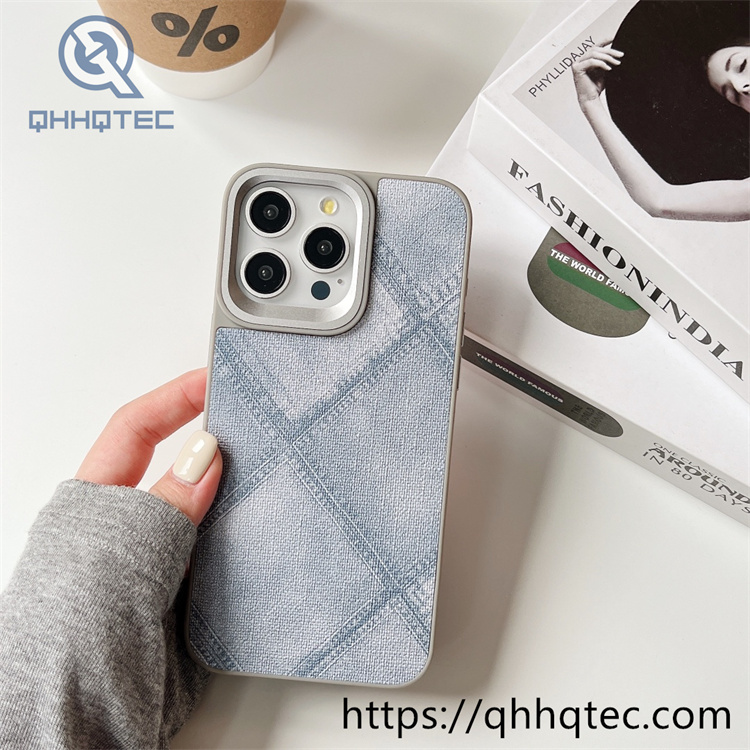 colorful checkered denim texture phone case