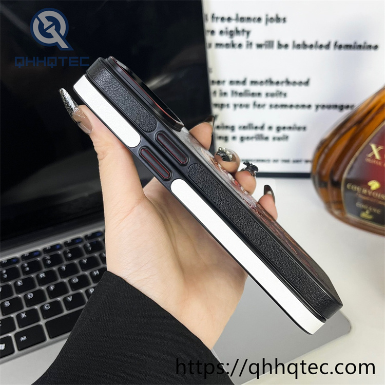 side leather imitation embroidery animal magnetic phone case