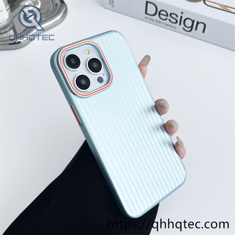 metallic pc material corrugated pattern iphone 16 pro max phone case