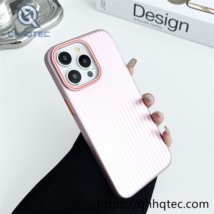 metallic pc material corrugated pattern iphone 16 pro max phone case