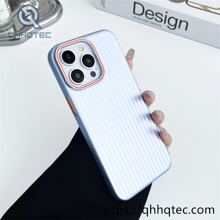 metallic pc material corrugated pattern iphone 16 pro max phone case