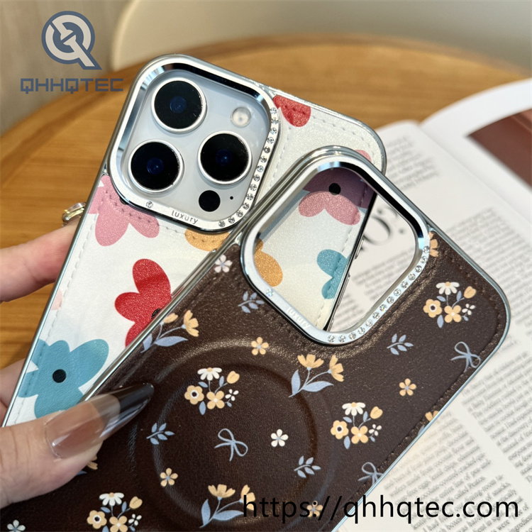 premium diamond lens independent button magnetic phone case