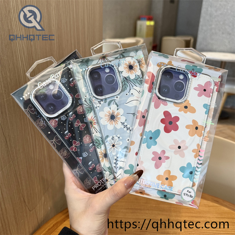 premium diamond lens independent button magnetic phone case