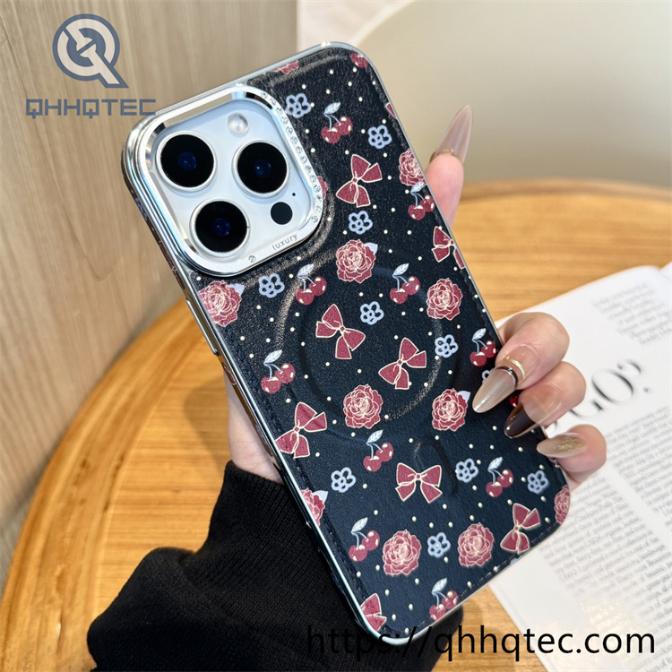 premium diamond lens independent button magnetic phone case