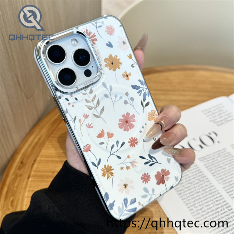 premium diamond lens independent button magnetic phone case