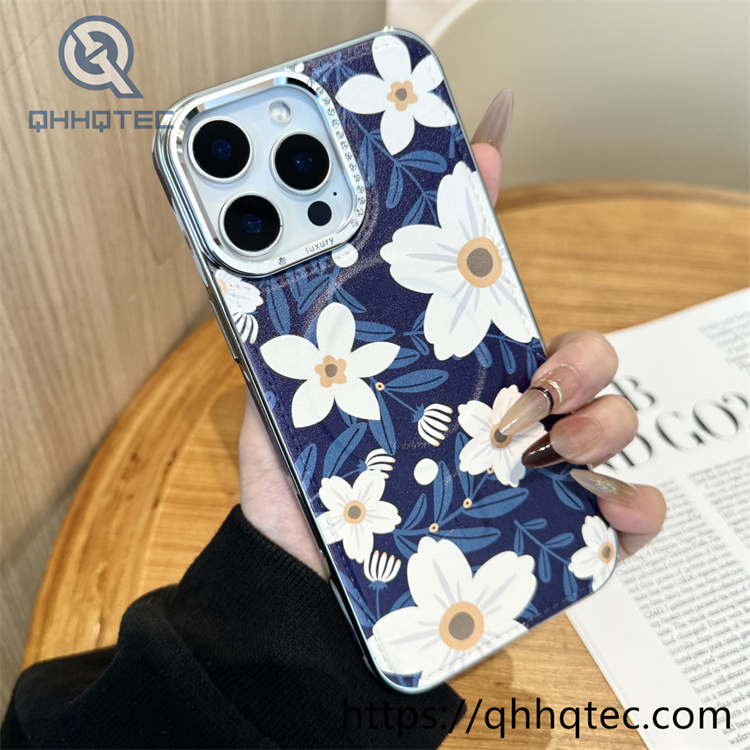 premium diamond lens independent button magnetic phone case
