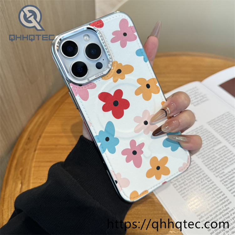 premium diamond lens independent button magnetic phone case