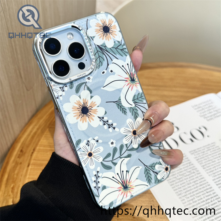 premium diamond lens independent button magnetic phone case