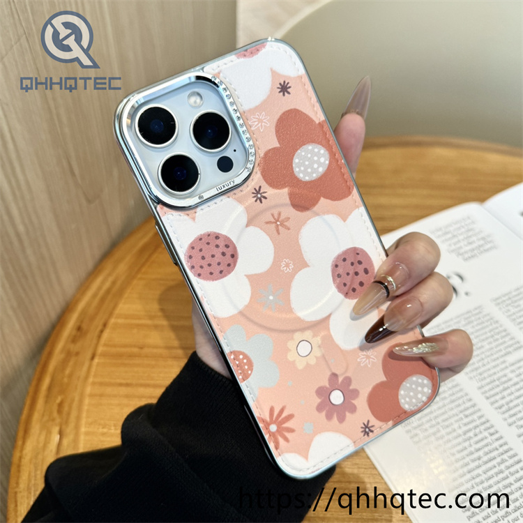 premium diamond lens independent button magnetic phone case