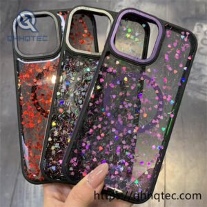 heart glitter transparent magsafe dripping cover