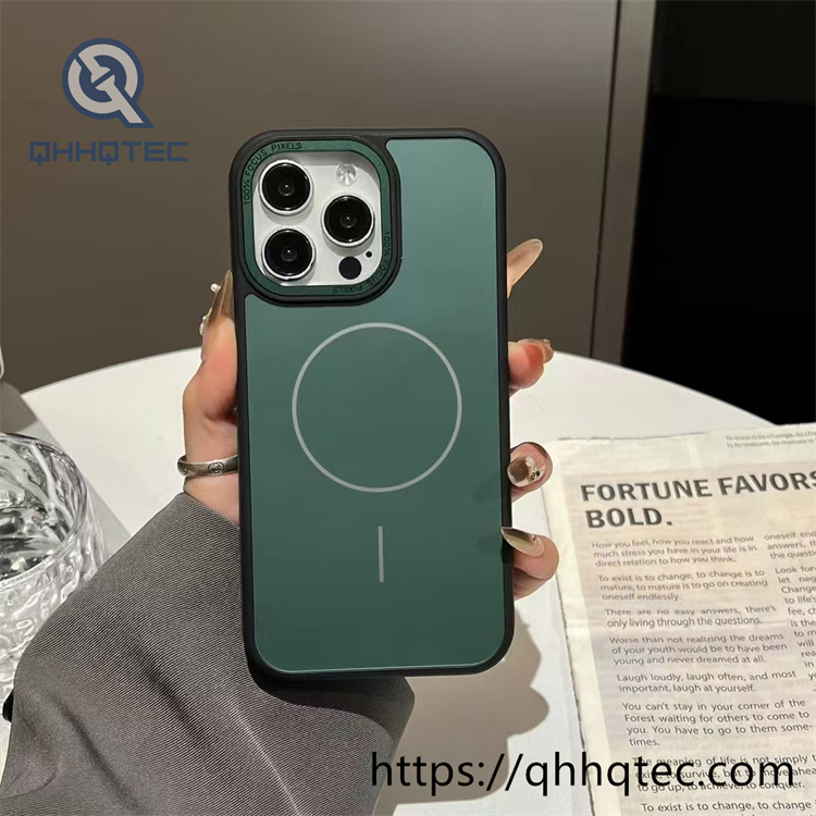 solid color skin feel fine magnetic ring mobile phone case