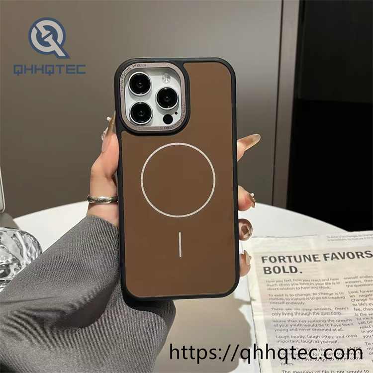 solid color skin feel fine magnetic ring mobile phone case