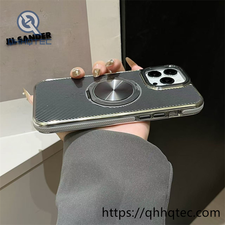electroplating frame carbon fiber 360° rotating bracket magnetic mobile phone case