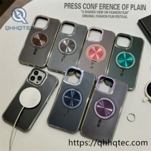 electroplating frame carbon fiber 360° rotating bracket magnetic mobile phone case