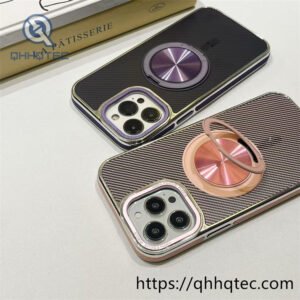 electroplating frame carbon fiber 360° rotating bracket magnetic mobile phone case