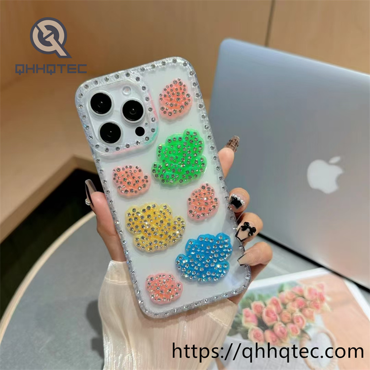 rainbow color 3d rose diamond phone case (复制)