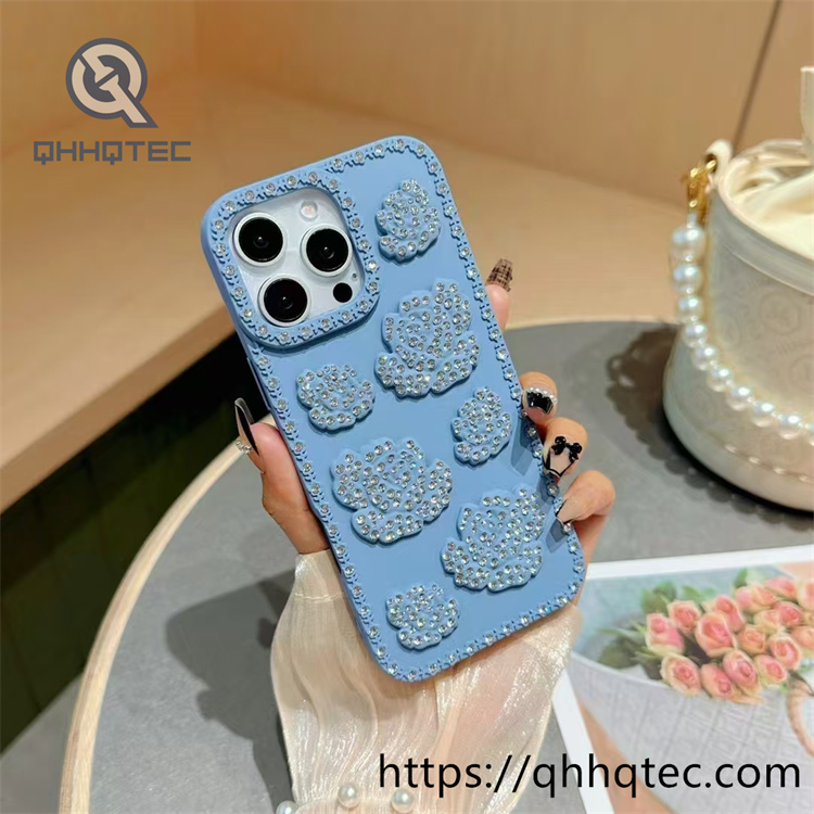 monochrome 3d rose diamond phone case