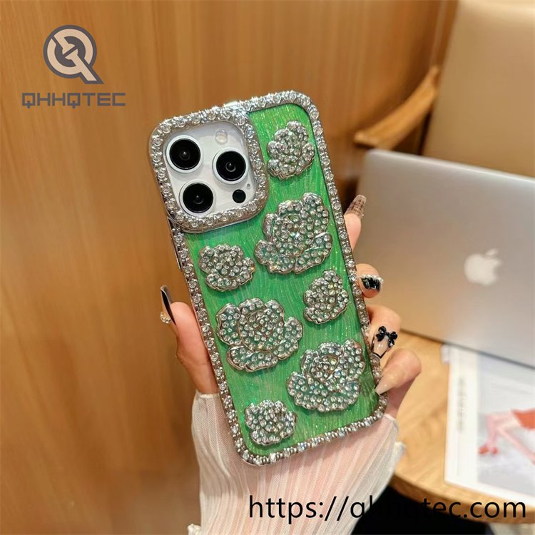 gradient two color 3d rose diamond phone case