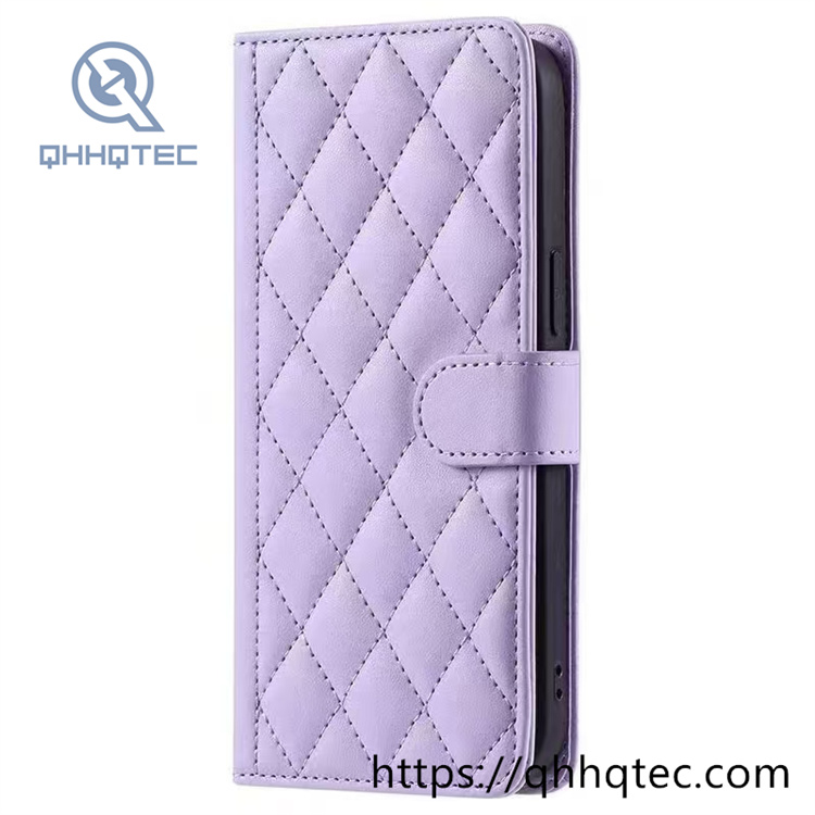 rhombus shape design leather folding phone cover