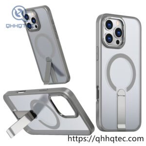 pure color luxury magnetic mobile phone case with built in stand