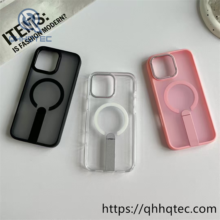 pure color luxury magnetic mobile phone case with built in stand