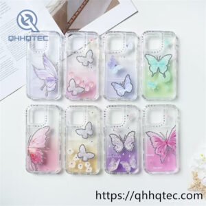 transparent gradient butterfly diamond 3 in 1 case